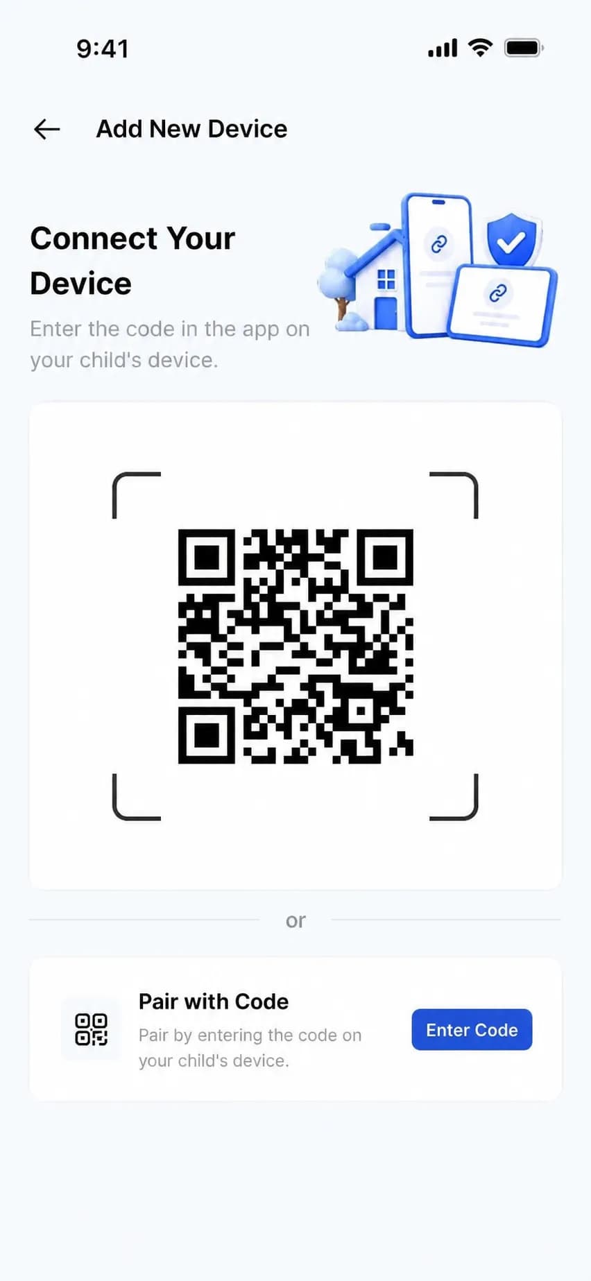 Connect Their Device app screen